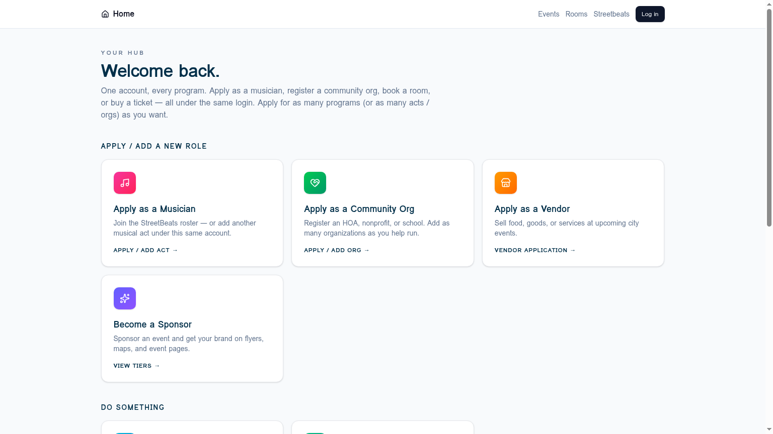 The Hub — every program reachable from one screen