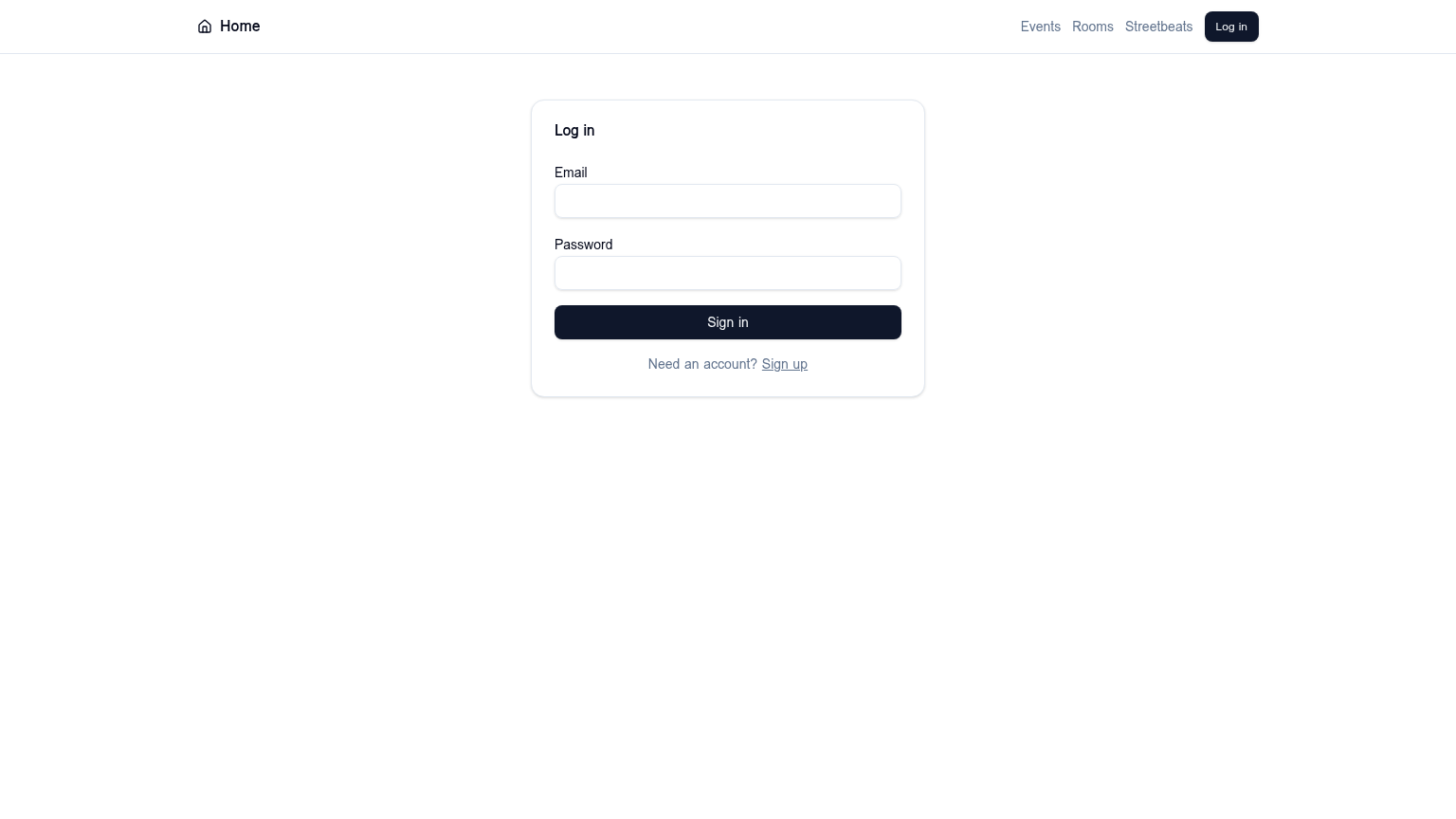 Login screen — sign up if you don't have an account yet